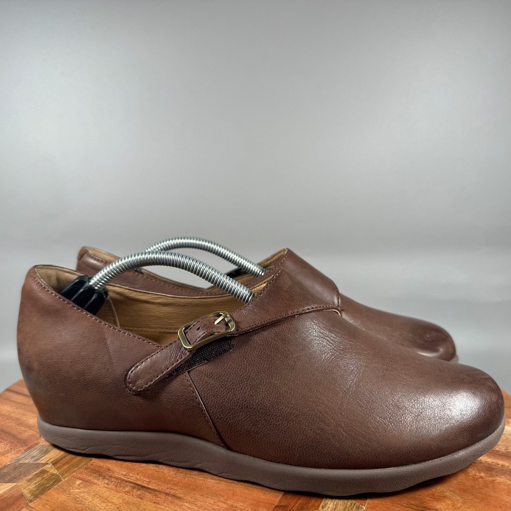 Dansko Brown Leather Buckle Strap Mary Jane Loafers Shoes Womens Size 39 EU